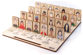 wooden board game picture with many paces announcing Spanish class